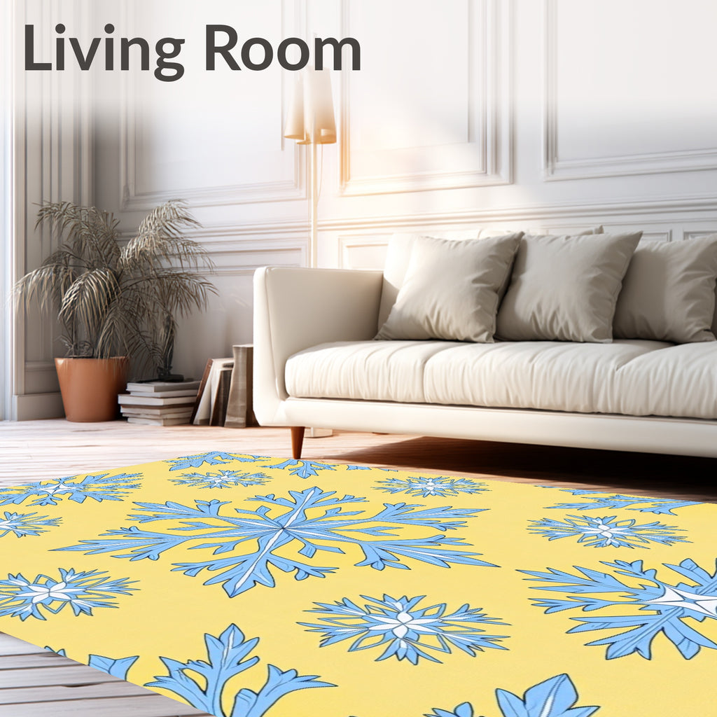 Sky Blue Snowflake Scatter Rug