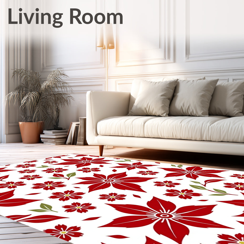 Crimson Petal Floral Garden Rug