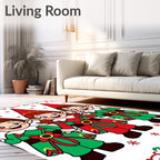Cute Christmas Elf Characters Candy Cane Red Green Rug