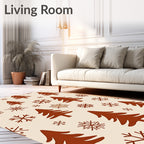 Rustic Brown Forest Snowflakes Rug