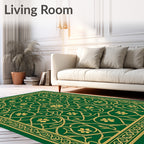 Emerald Gold Floral Arabesque Rug
