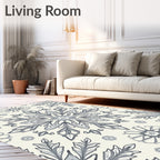 Tonal Gray Intricate Floral Mandala Rug