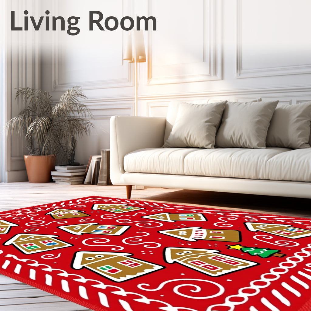 Cozy Gingerbread Houses Christmas Whimsy Rug