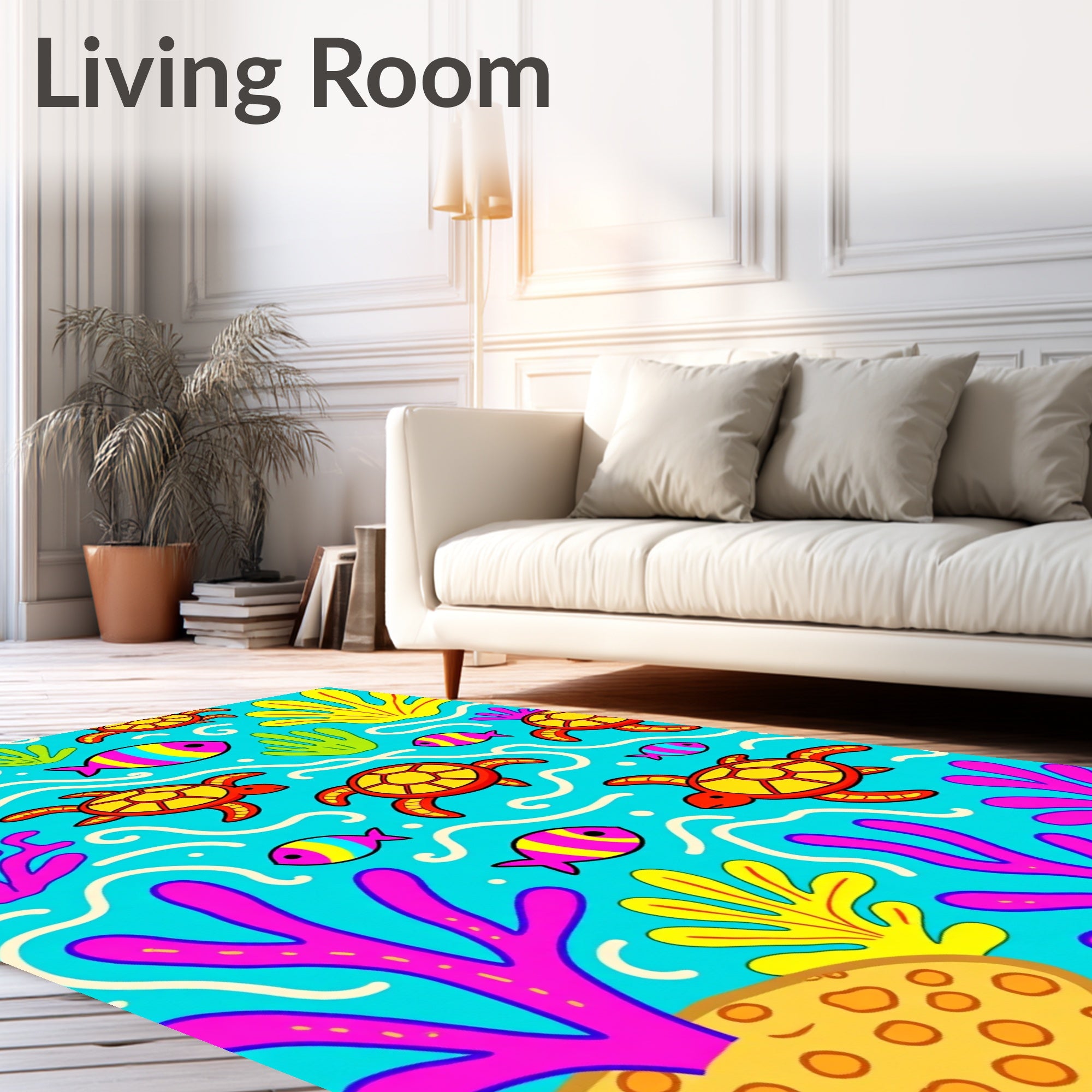 Fun Sea Turtle Fish Coral Reef Rug