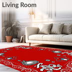 Red Agate Stone Floral Swirl Rug