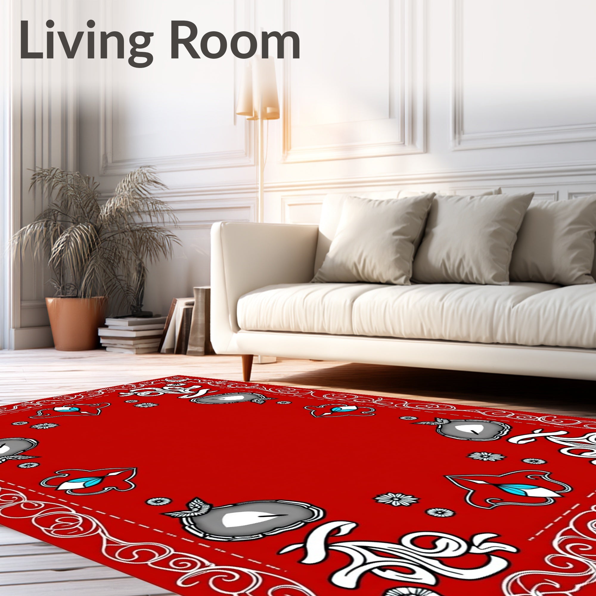 Red Agate Stone Floral Swirl Rug