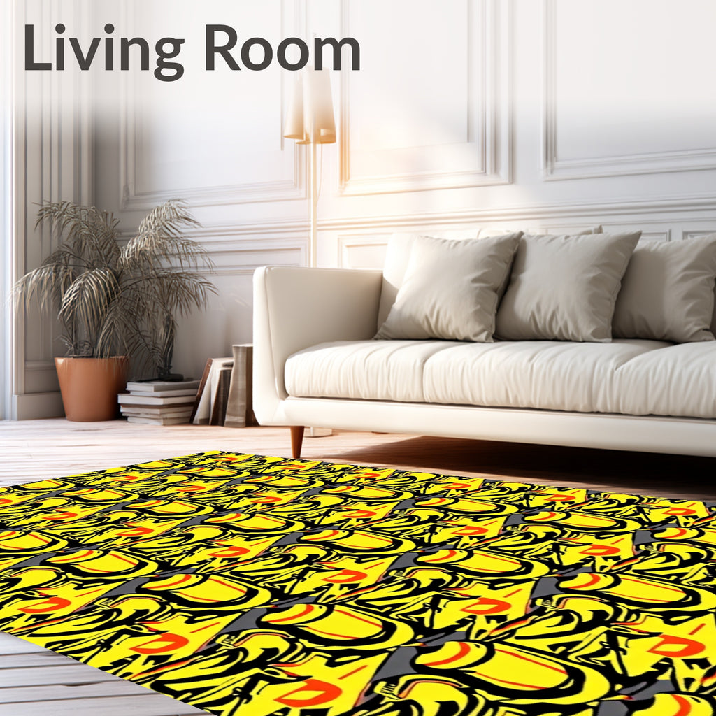 Yellow Black Red Pop Art Motif Rug