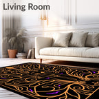 Orange Skeleton With Swirling Vines Rug