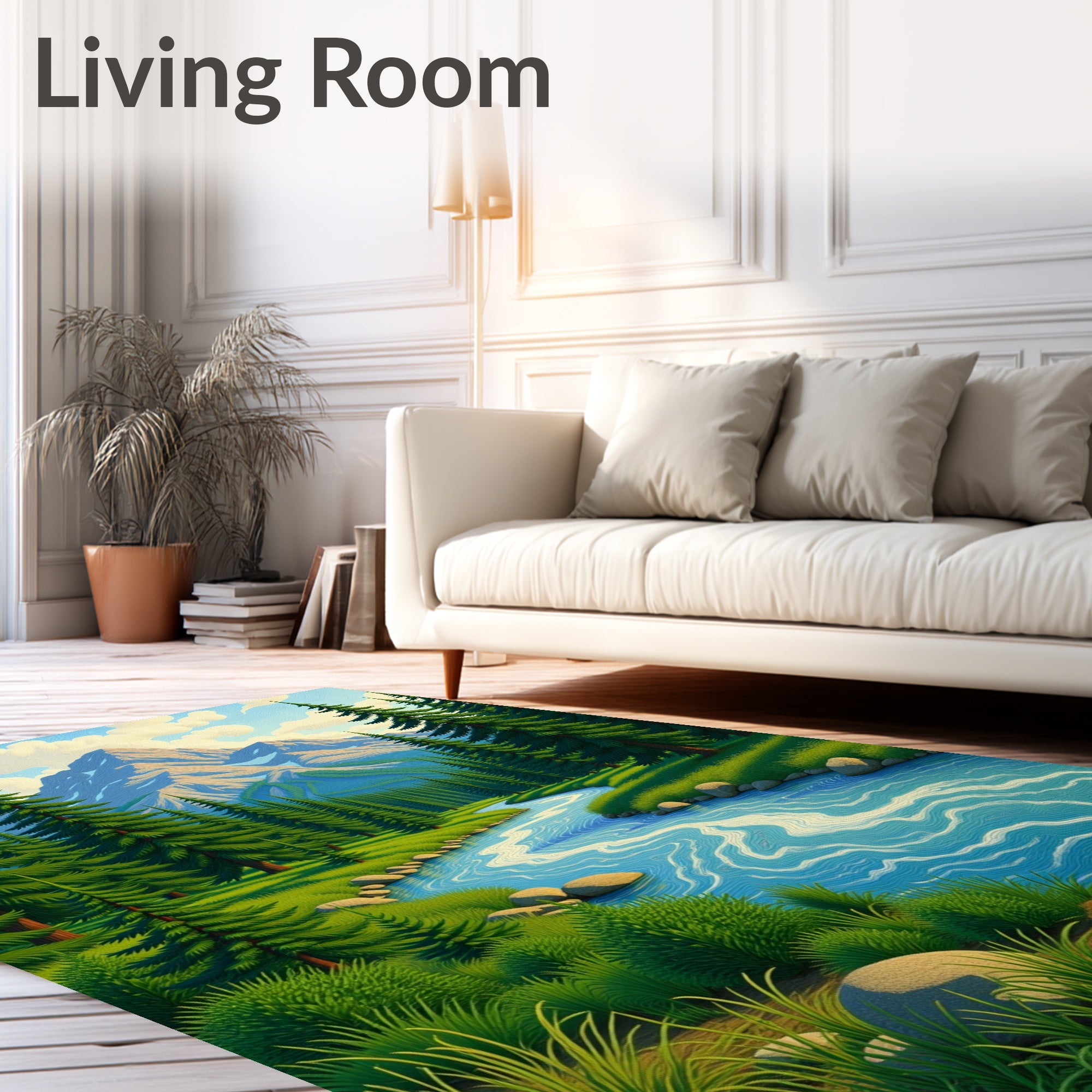 Alpine River Forest Meadow Mountain Scenery Rug