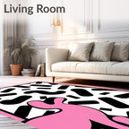 Playful Pink Abstract Shapes Collage Rug