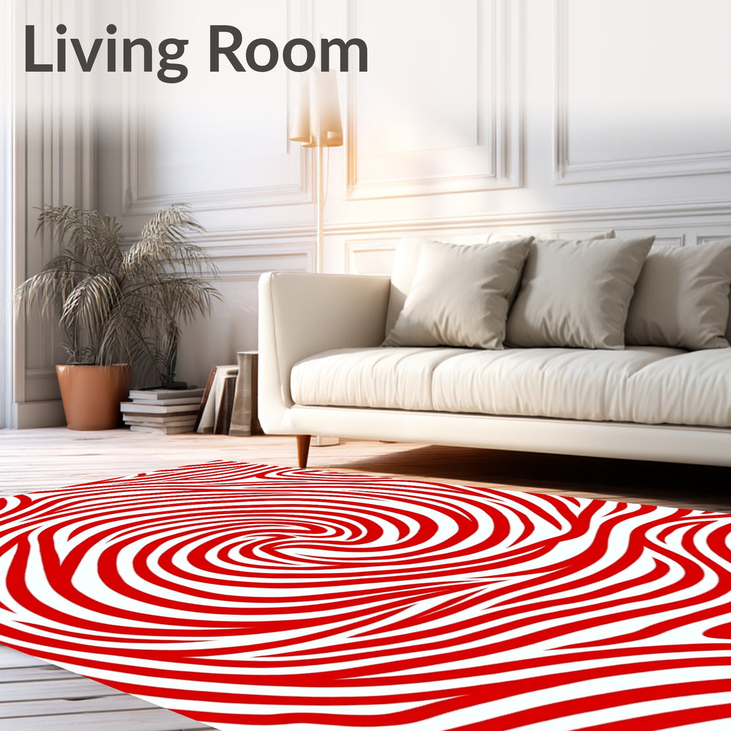 Crimson Red Swirl Abstract Rug