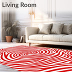 Crimson Red Swirl Abstract Rug