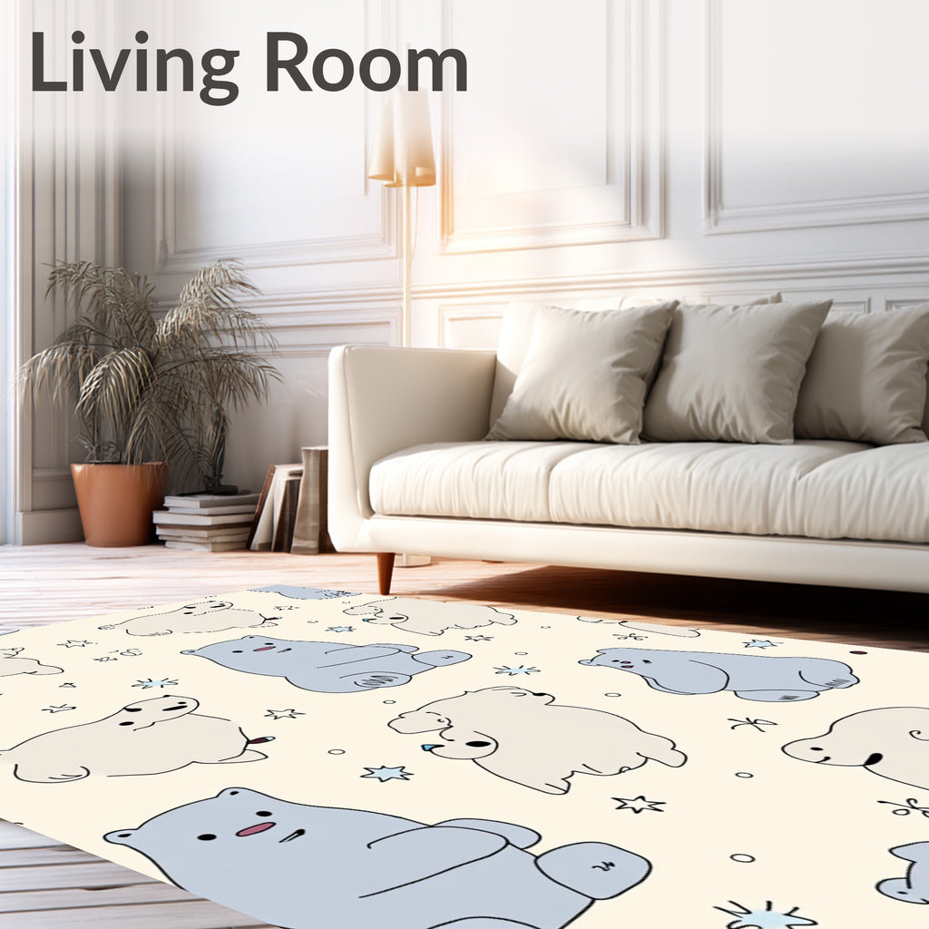 Whimsical Polar Bears Starry Night Rug