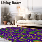 Purple Emerald Leaf Swirl Star Rug