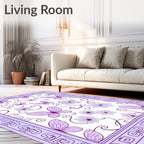 Lavender Butterflies and Flowers Meadow Rug