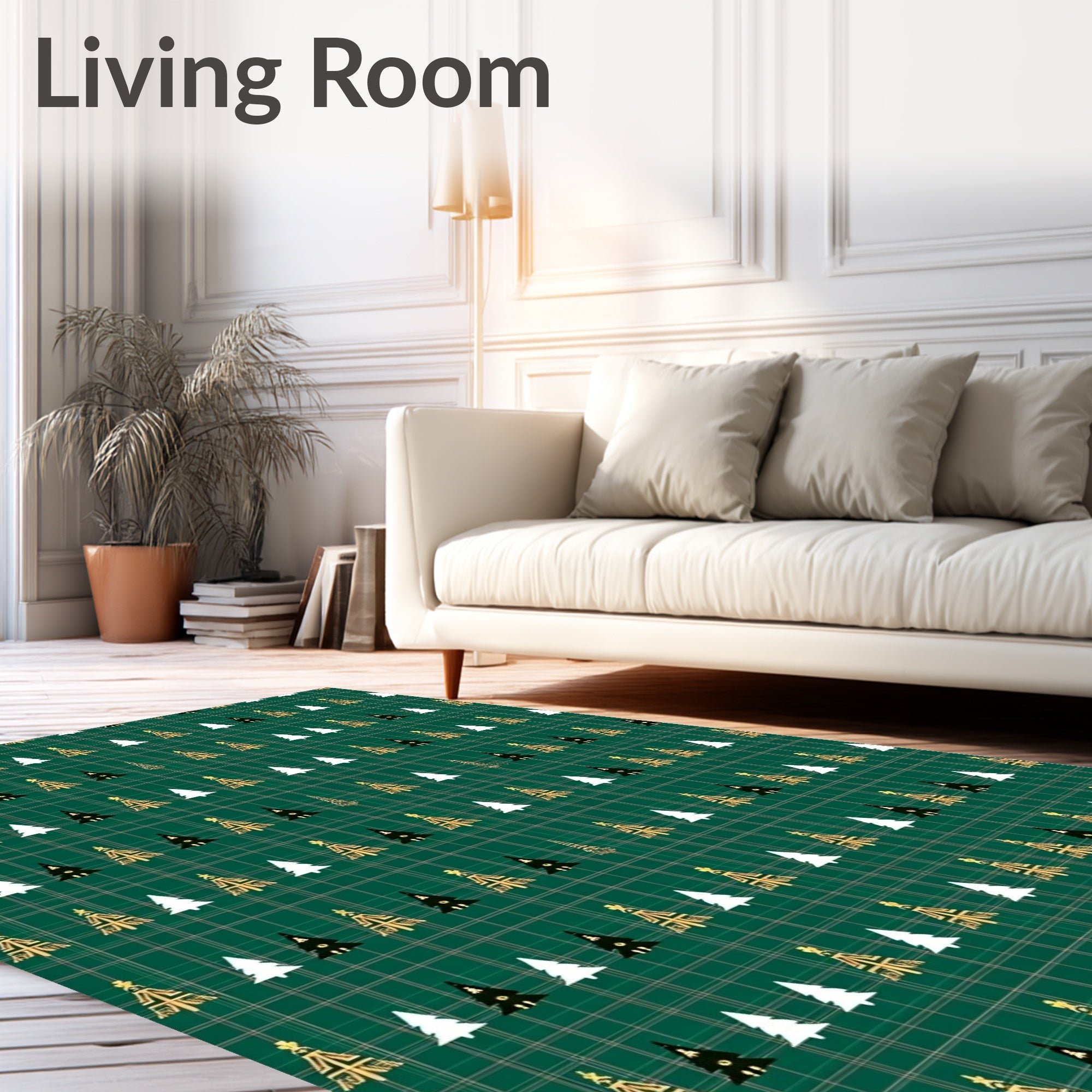Festive Forest Trees Plaid Rug