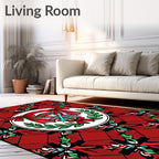 Crimson Holly Wreath Bow Medallion Rug