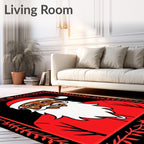 Crimson Santa Claus Portrait Red Border Rug