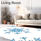 Light Blue Winter Snowflake Repeating Pattern Rug