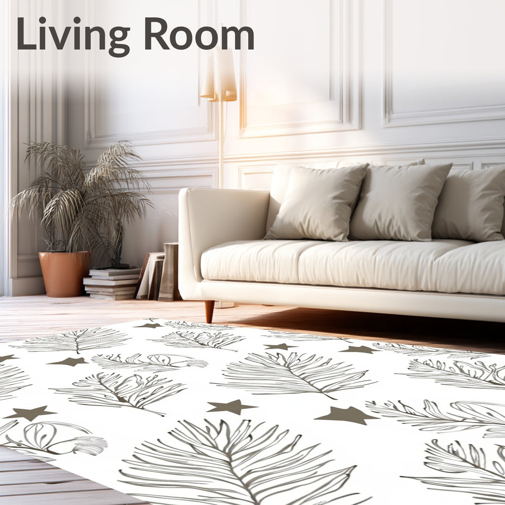 Earthy Palm Frond Star Silhouette Rug
