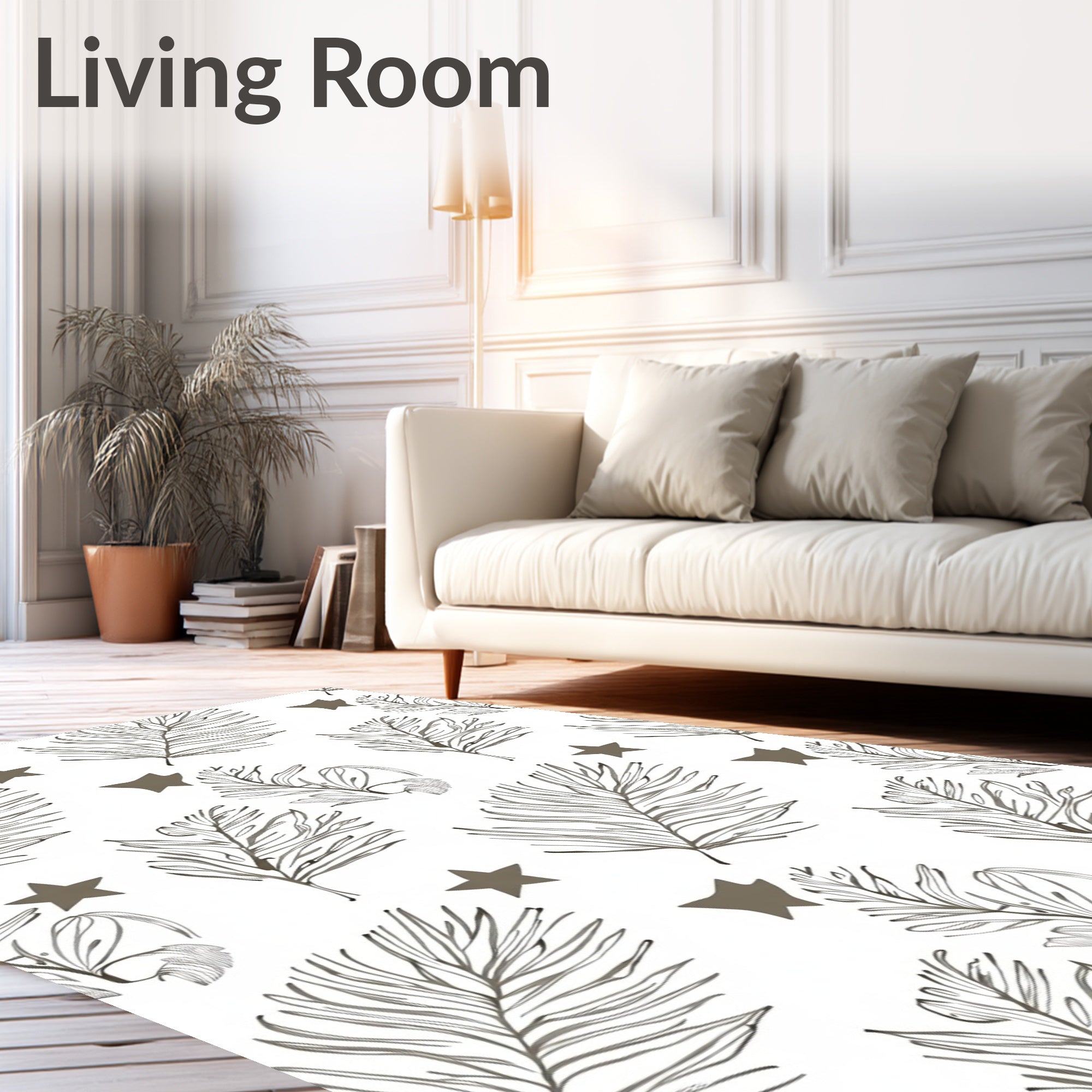 Earthy Palm Frond Star Silhouette Rug