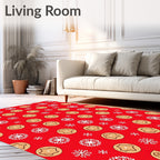 Red Snowflake Cookie Medallion Rug