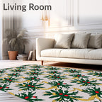 Festive Green Holly Berry Ribbon Repeated Rug