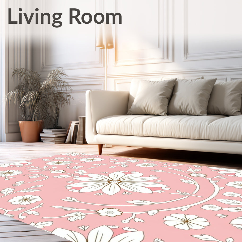 Pink Floral Garden Medallion Rug