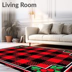 Red Black Buffalo Check Holly Accents Rug