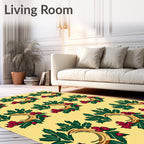 Golden Crescent Holly Berry Wreath Rug