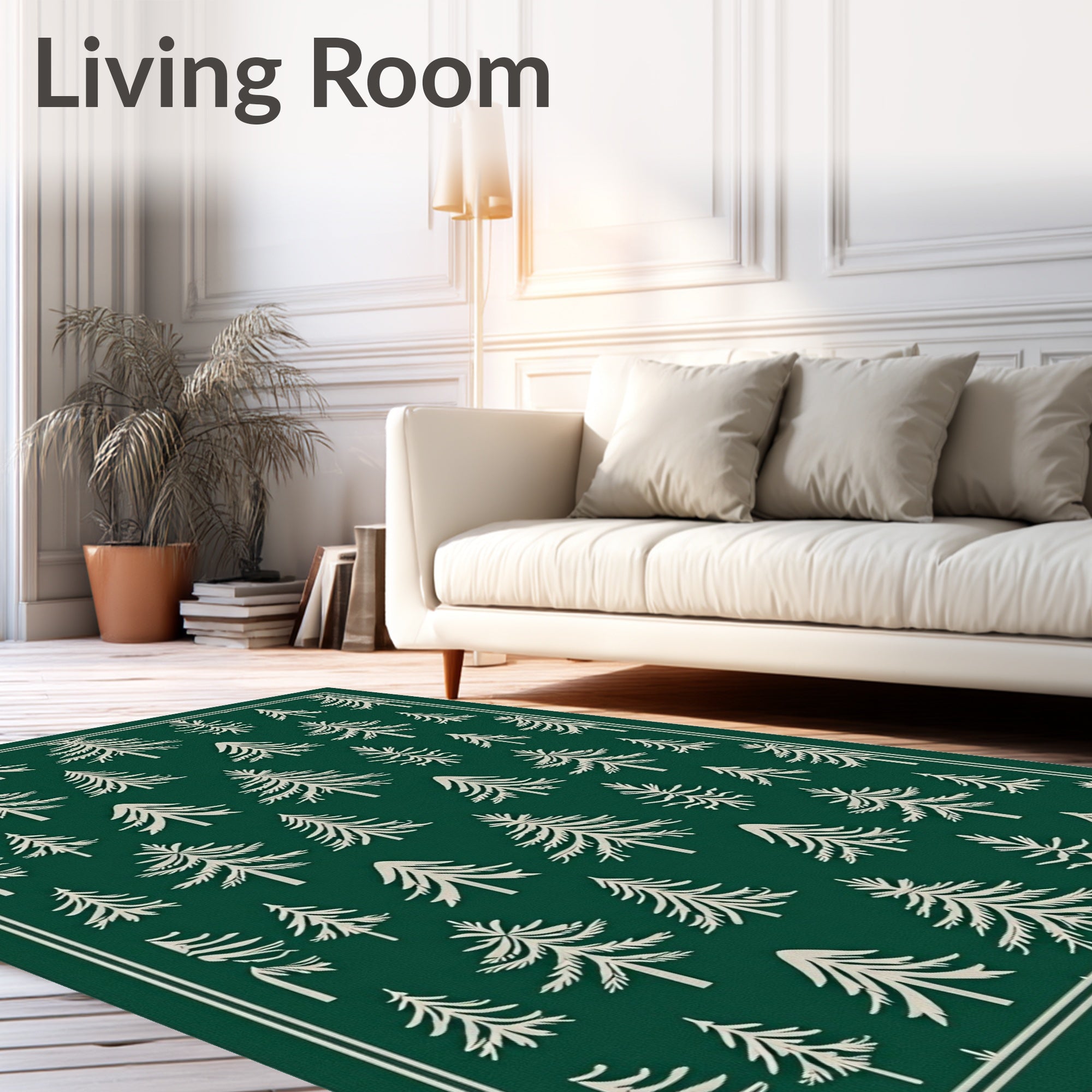 Green Woodland Pine Tree Collection Rug