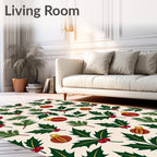 Merry Holly Berry Christmas Ornament Rug
