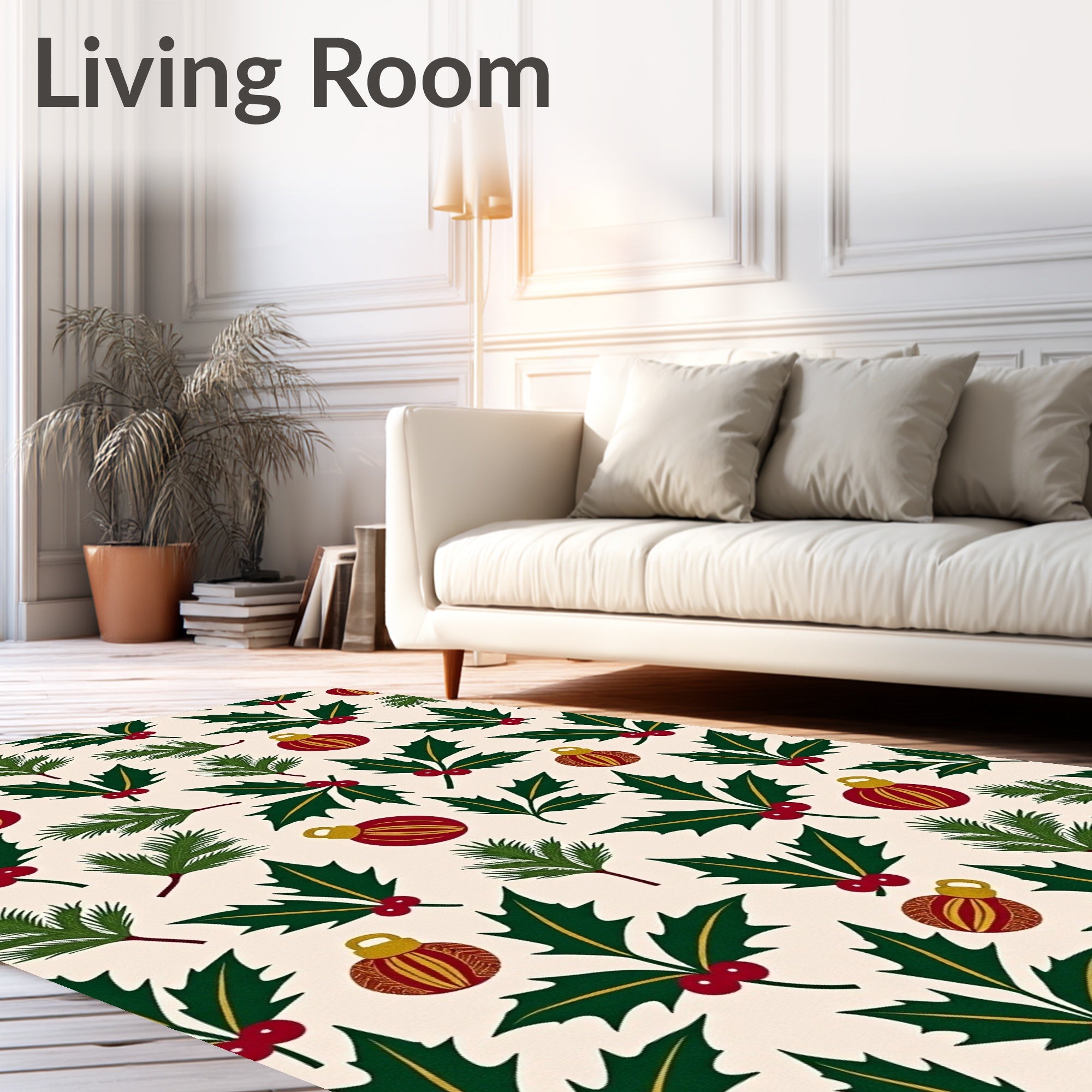 Merry Holly Berry Christmas Ornament Rug