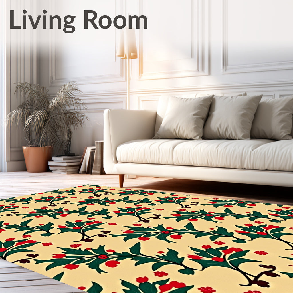 Rustic Red Berry Leaf Vine Rug