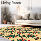Rustic Red Berry Leaf Vine Rug