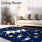 Deep Blue Night Deer Stars Rug