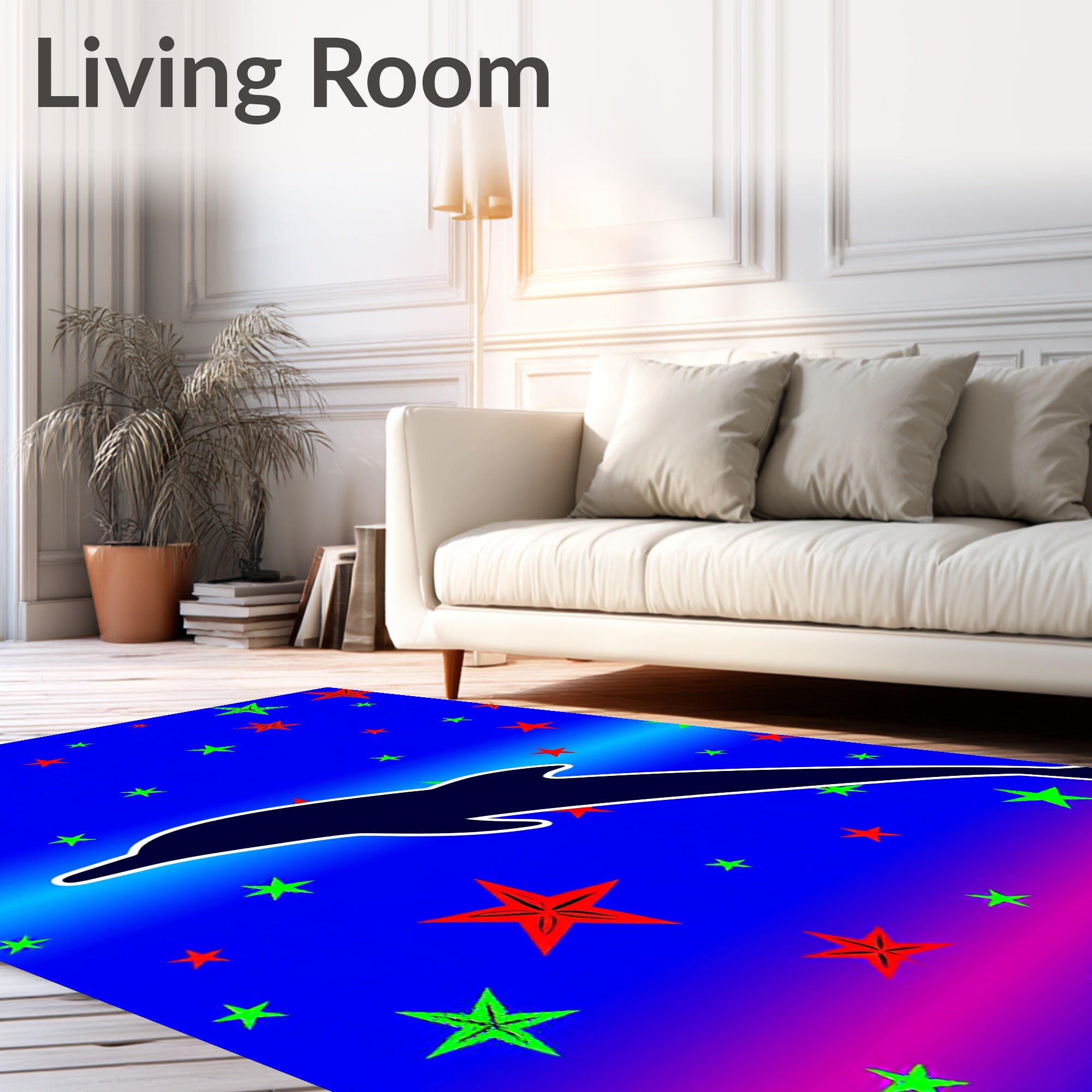 Dolphin Stars Gradient Background Rug