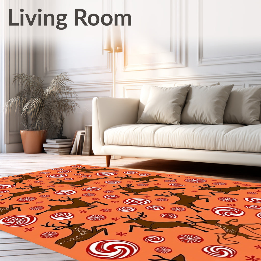 Woodland Reindeer Swirls Candy Rug