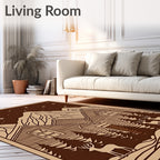 Winter Cabin Starry Night Deers Rug