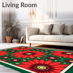 Crimson Red Floral Meadow Rug