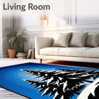 Midnight Blue Winter Evergreen Forest Rug