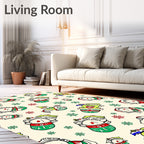 Whimsical Christmas Character Snowflakes Rug