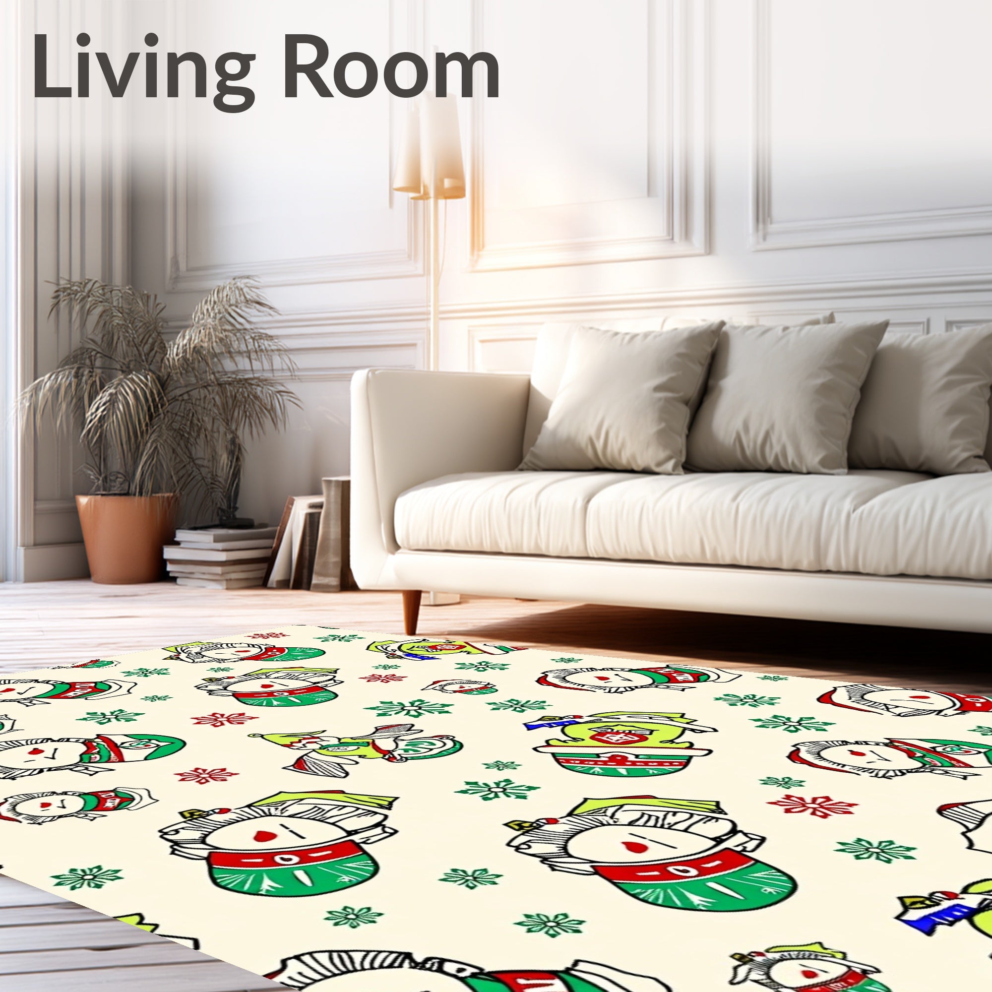 Whimsical Christmas Character Snowflakes Rug