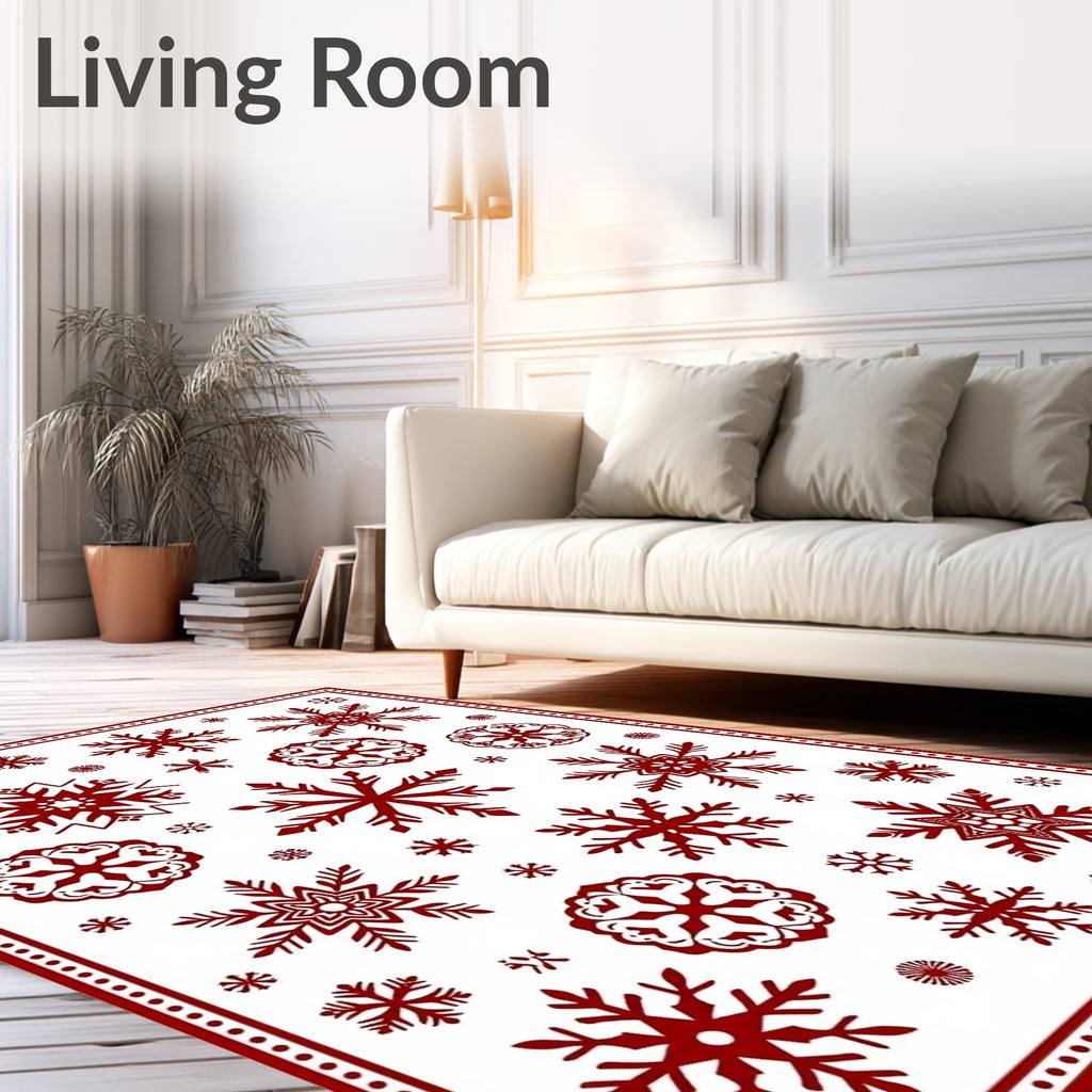 Deep Red Snowflake Scatter Rug