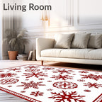 Deep Red Snowflake Scatter Rug