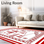 Crimson Winter Forest Landscape Rug
