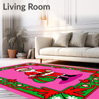 Pink Santa Gift Festive Border Rug