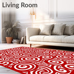 Bold Red Swirl Spiral Collage Rug