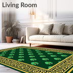 Lucky Green Clover Floral Border Rug