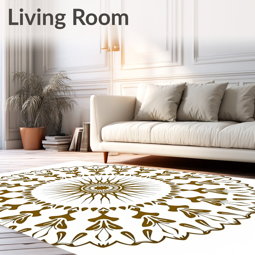 Golden Fan Medallion Radial Detail Rug